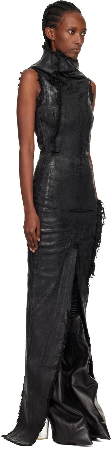 Šaty Rick Owens Distressed Raw-Edge Cowl-Neck Sleeveless Concordians Etna Maxi Dress Čierna | RO02E4598 SBMC99, 1
