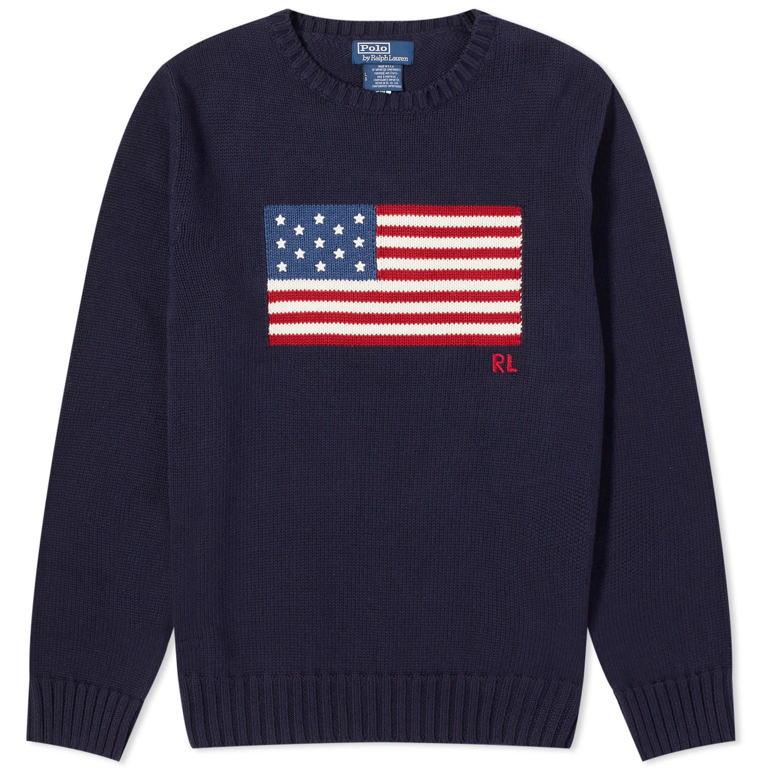 Sveter Polo by Ralph Lauren Flag Intarsia Crewneck Navy | 710718281006, 0