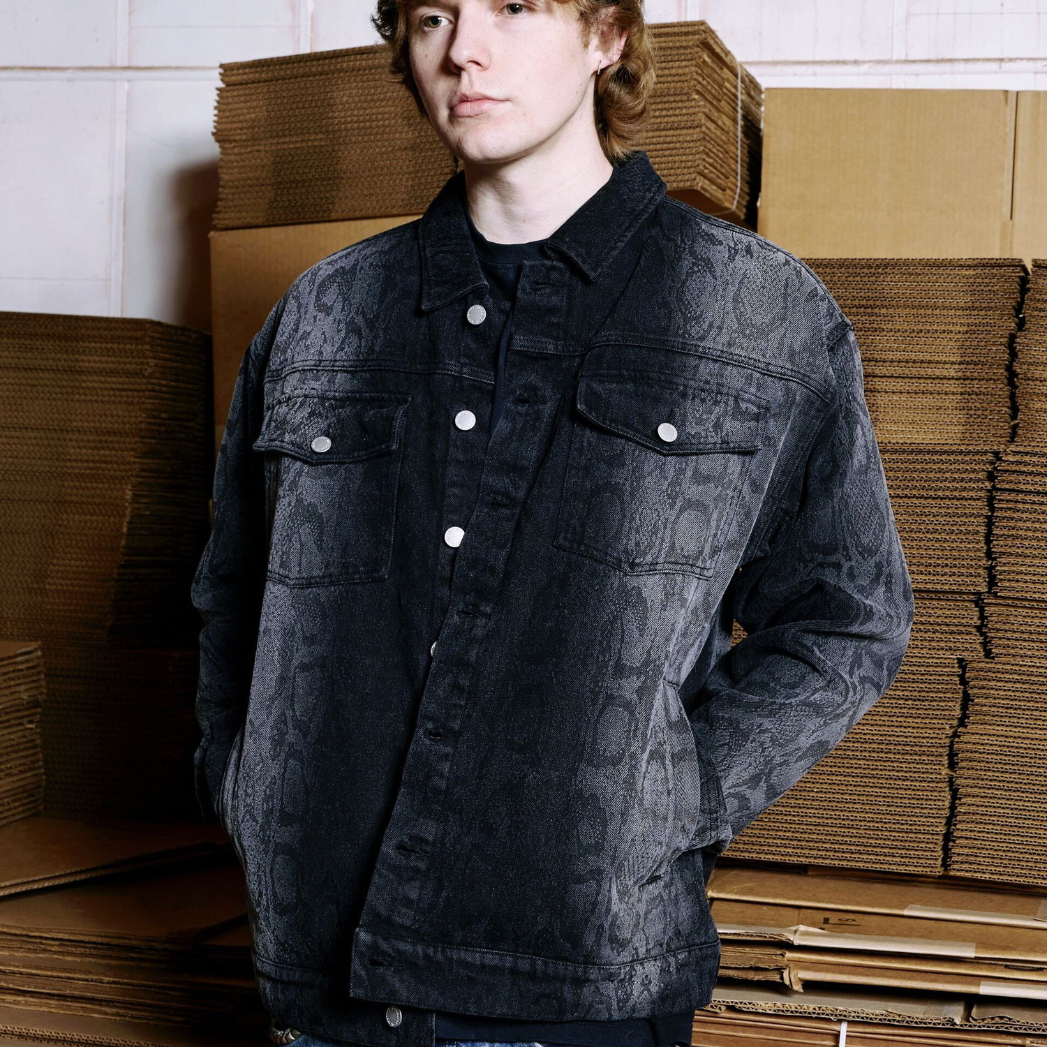 Bunda Pleasures Encore Trucker Jacket Čierna | P22W023-BLACK, 1