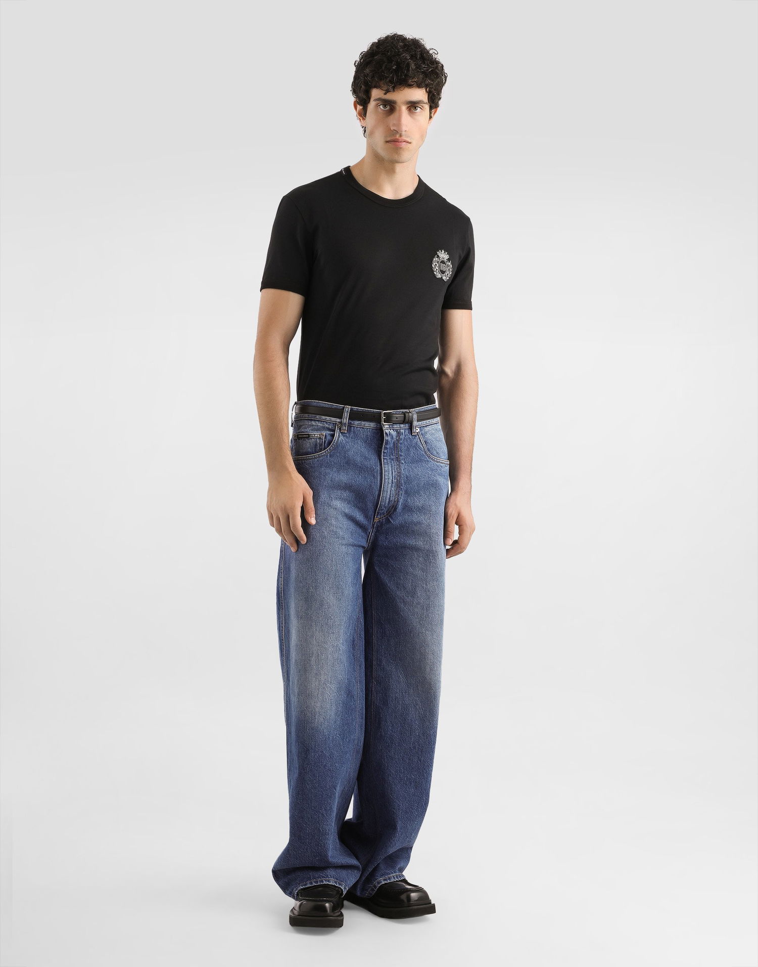Tričko Dolce & Gabbana Dolce & Gabbana Cotton T-Shirt with Heraldic Patch Čierna | G8PV1ZG7PJ6N0000, 1