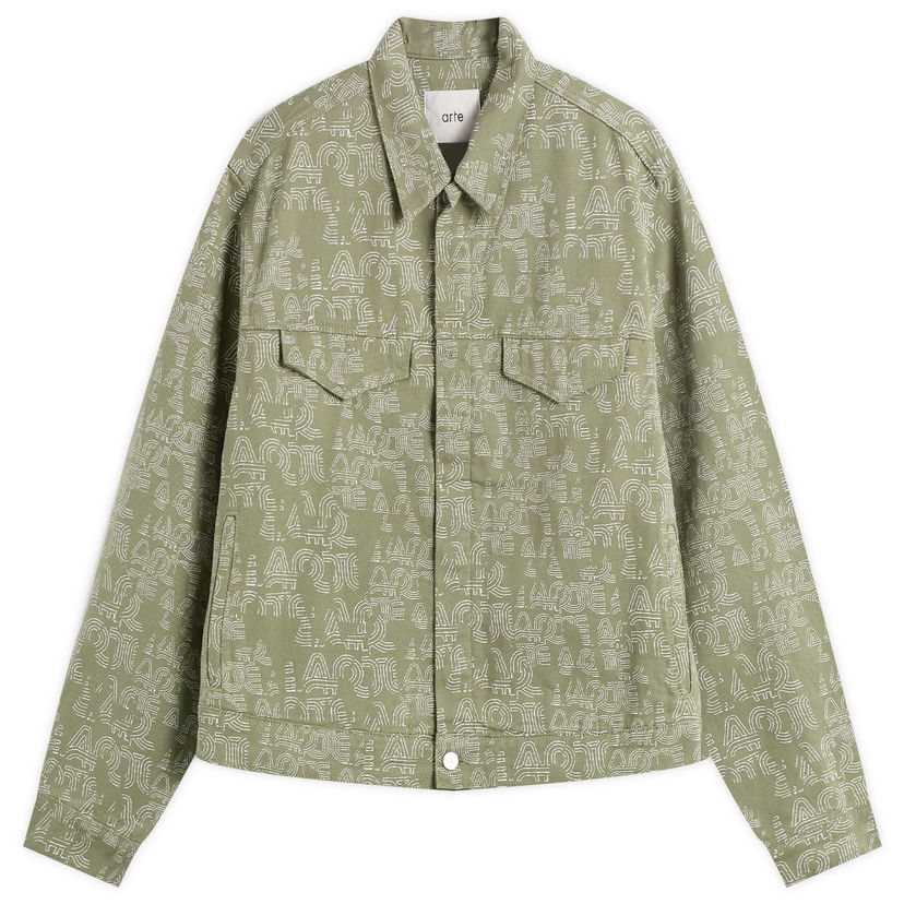Bunda Arte Antwerp Allover Print Jacket, Size Large Zelené | AW25-189J-GRN
