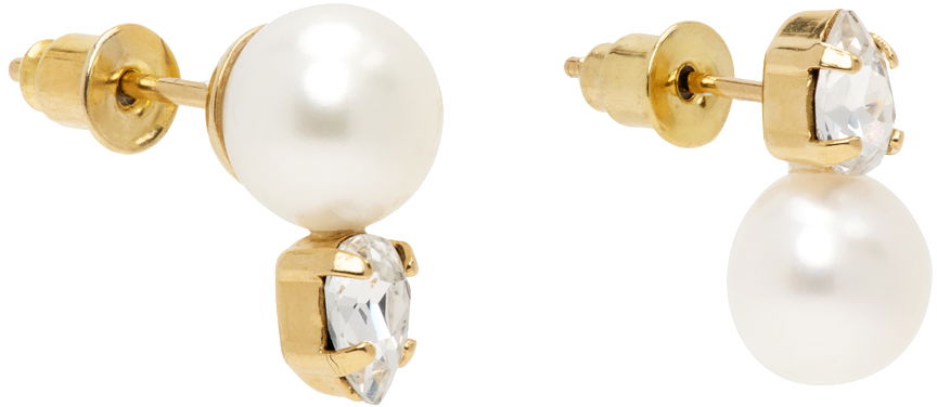 Náušnice Simone Rocha Simone Rocha Pearl & Crystal Dagger Stud Earrings Biela | ERG501 0913, 1