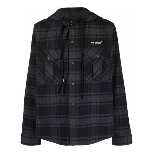 Košeľa Off-White Off-White Plaid Hooded Long Sleeve Shirt Čierna | OMGA225C99FAB0010701