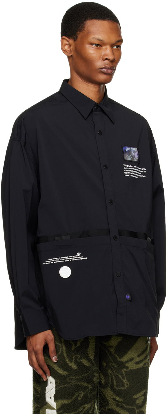 Košeľa AAPE by A Bathing Ape AAPE by A Bathing Ape Holographic Patch Shirt Čierna | AAPSTM8441XXKBKX, 1