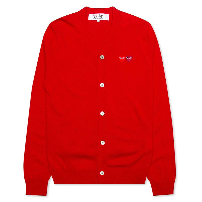 Sveter Comme des Garçons Play Double Heart Cardigan Červená | AZ-N058-051-5
