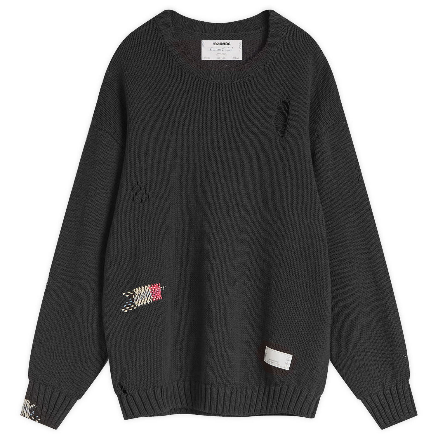Sveter Neighborhood Neighborhood Savage Crewneck Knit Sweater, Size Large Čierna | 251FUNH-KNM03-BLK, 0