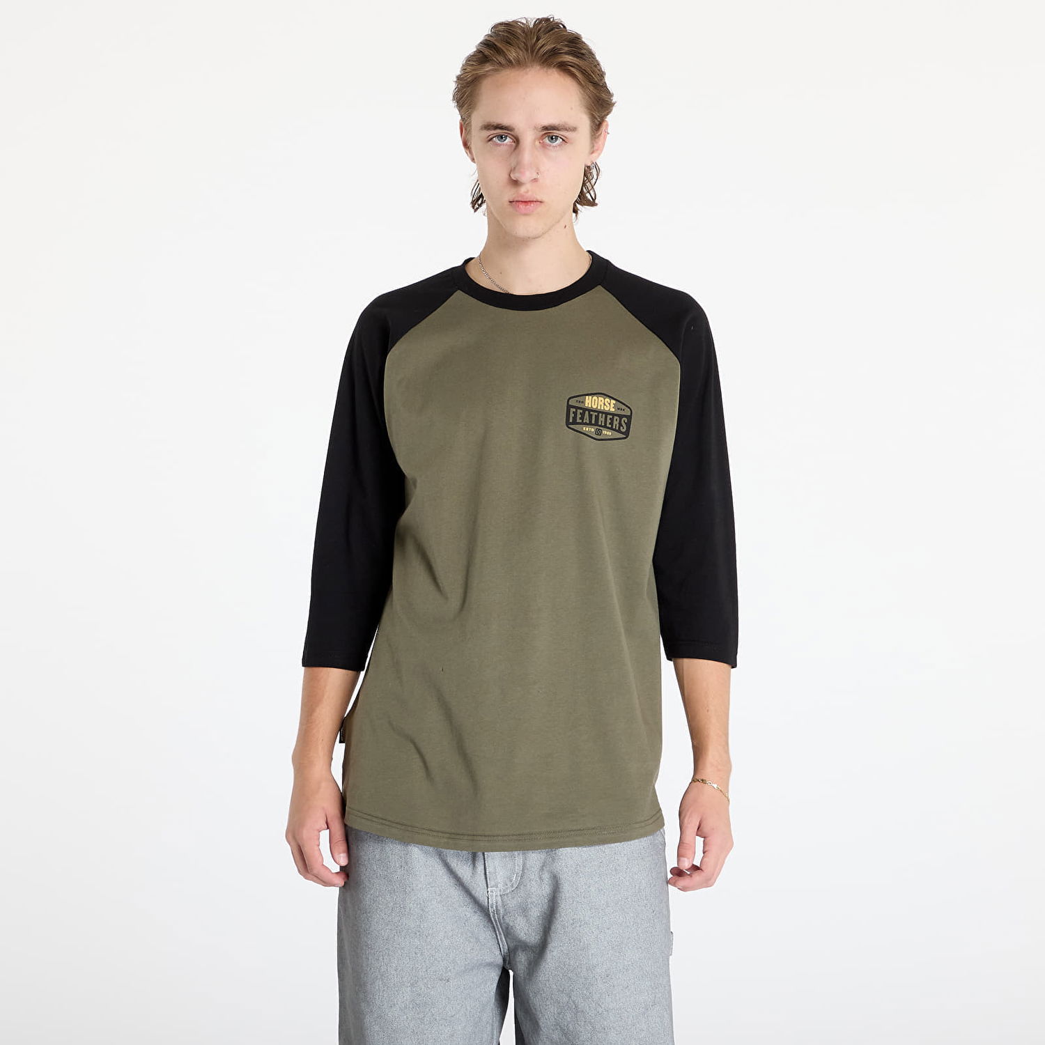 Tričko Horsefeathers Hexagon II Raglan T-Shirt Burnt Olive M Hnedá | SM1353B, 0