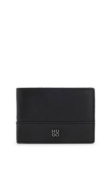 Peňaženka BOSS HUGO Leather Wallet with Stacked Logo Čierna | 50548763