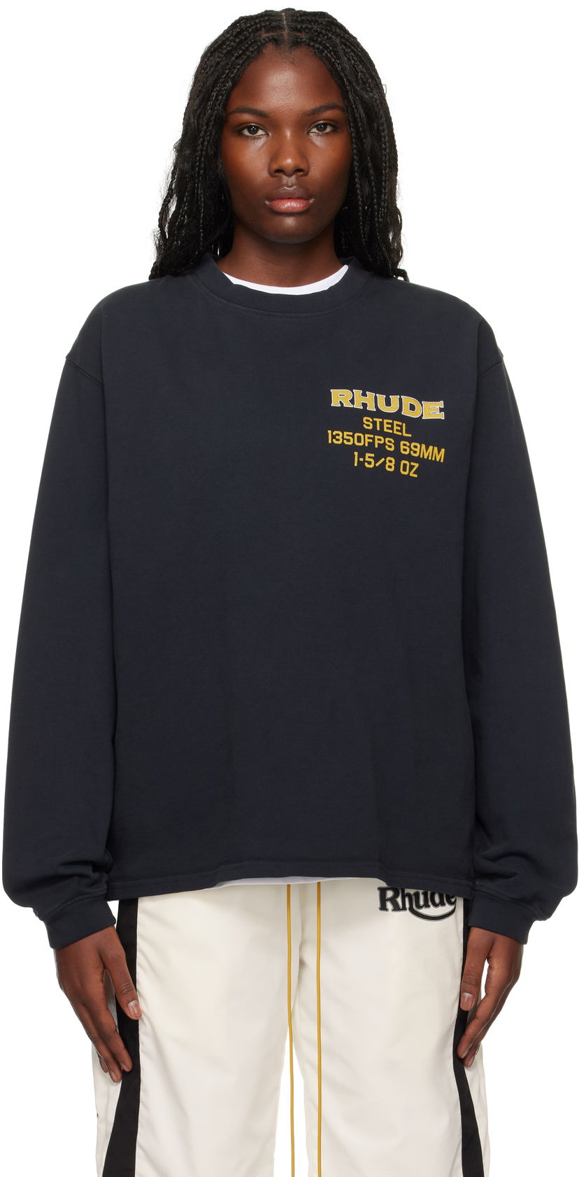 Tričko Rhude Long Sleeve Rhude Steel T-shirt Čierna | RHFW24TT01013