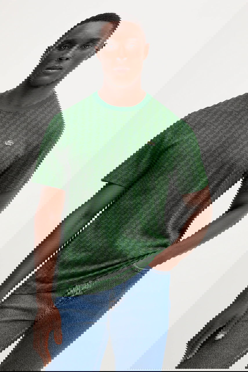 Tričko Lacoste Monogram Pattern Crew Neck T-Shirt Zelené | TH5902, 0