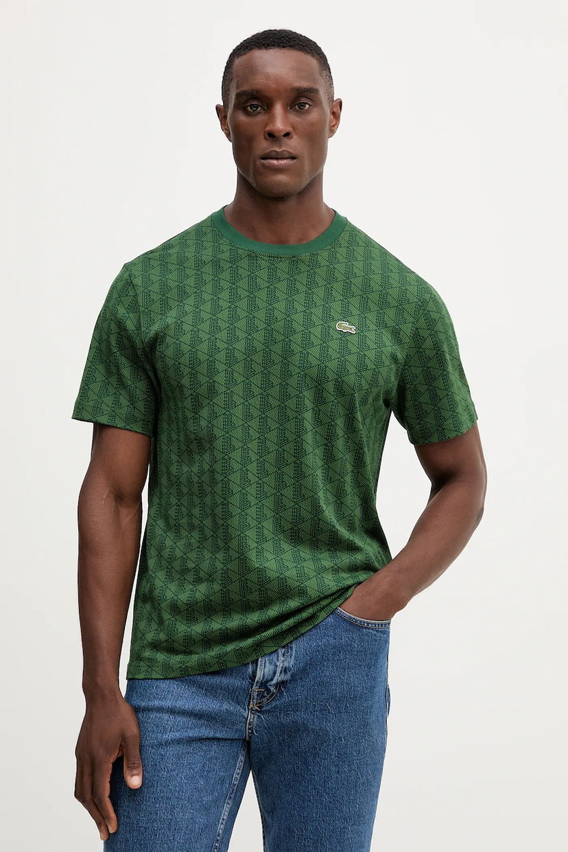 Tričko Lacoste Monogram Pattern Crew Neck T-Shirt Zelené | TH5902