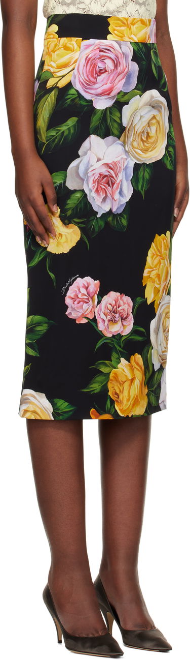 Sukňa Dolce & Gabbana Dolce&Gabbana Peony & Rose-Print Midi Skirt Čierna | F4B6UT FSA7B, 1