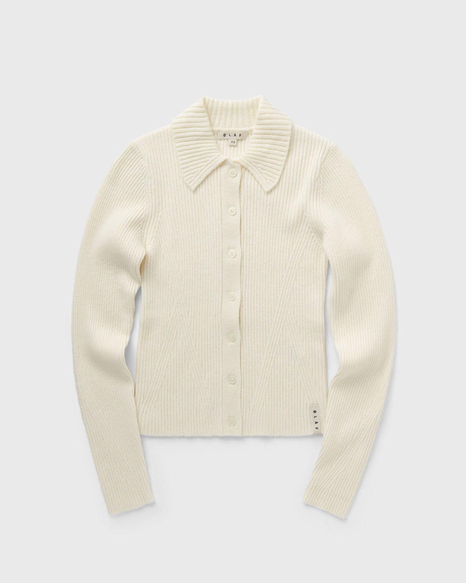 Sveter ØLÅF Merino Ribbed Knit Cardigan Sweater Biela | W180702-OFF-WHITE, 0
