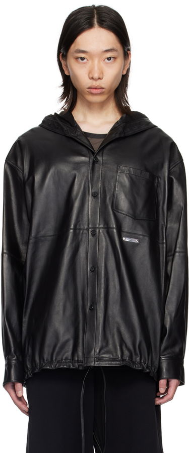 Bunda Helmut Lang Hooded Leather Shirt Jacket Čierna | O05HM595, 0