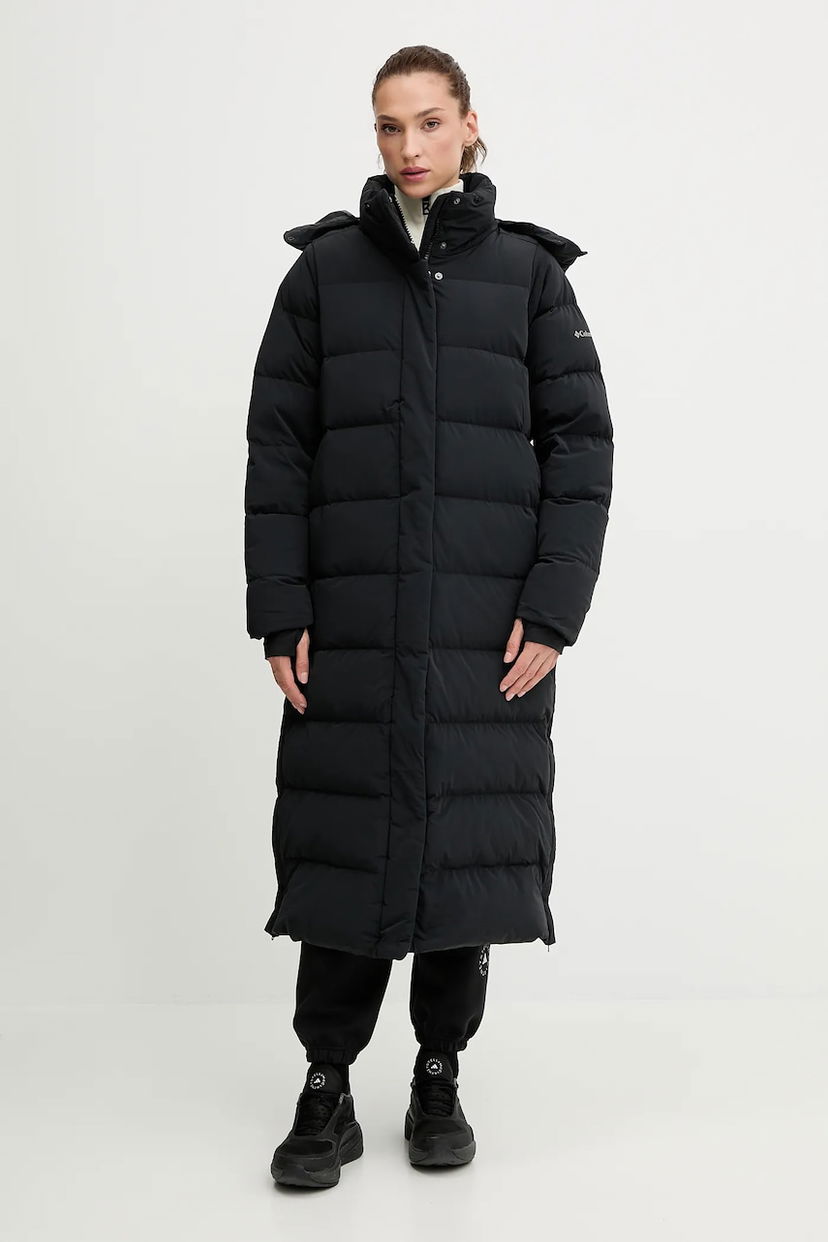 Prešívaná bunda Columbia Amaze Puff Long Hooded Puffer Coat Čierna | 2134894