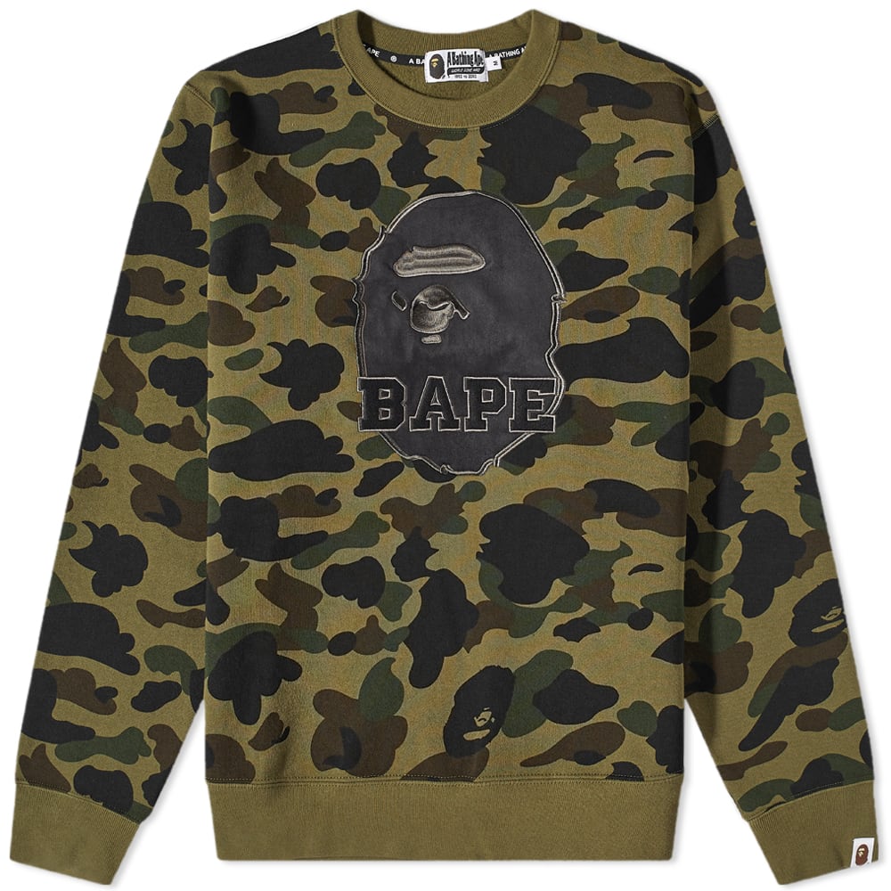 Mikina BAPE A Bathing Ape 1st Camo Crew Sweat Zelené | 001SWI801010M-GRN, 0