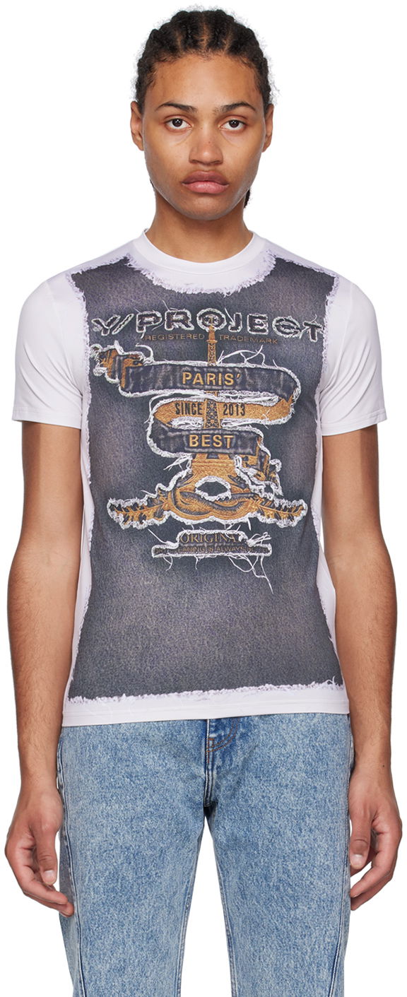 Tričko Y/PROJECT 'Paris' Best' Graphic T-Shirt Biela | TS77-S24, 0