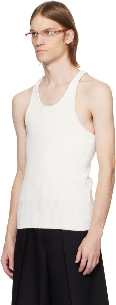 Tielko Casablanca Casablanca Boucle Rib Tank Top Biela | MS25-KW-931-01, 3