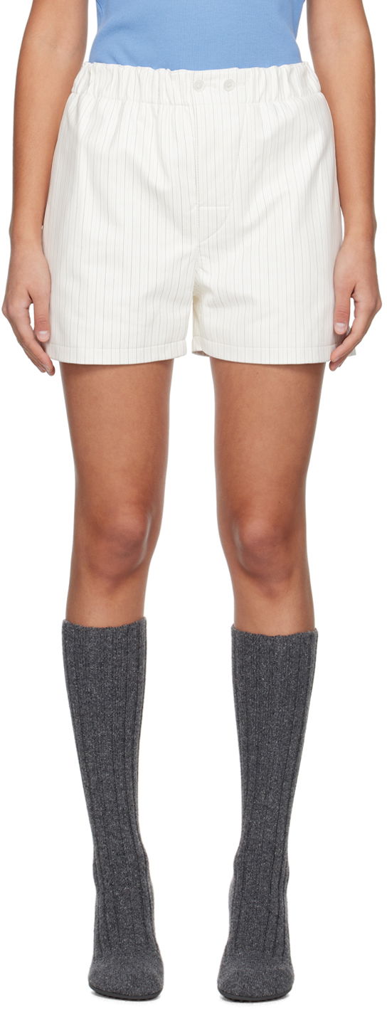 Šortky Bottega Veneta Striped Leather Shorts Biela | 771089 V2S70, 0