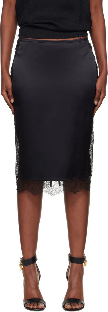 Sukňa Tom Ford TOM FORD Knee-Length Lace Inserts Midi Skirt Čierna | GC5812-FAX1095, 0
