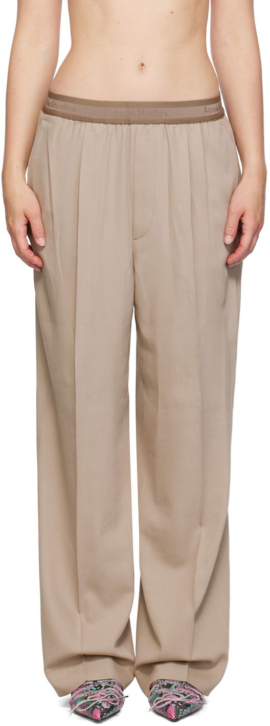 Nohavice Acne Studios Taupe Pleated Trousers Béžová | AK0826-, 0