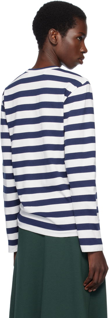 Tričko Comme des Garçons COMME des GARCONS PLAY Long Sleeve Striped Rhinestone T-Shirt Navy | AX-T805-051, 2