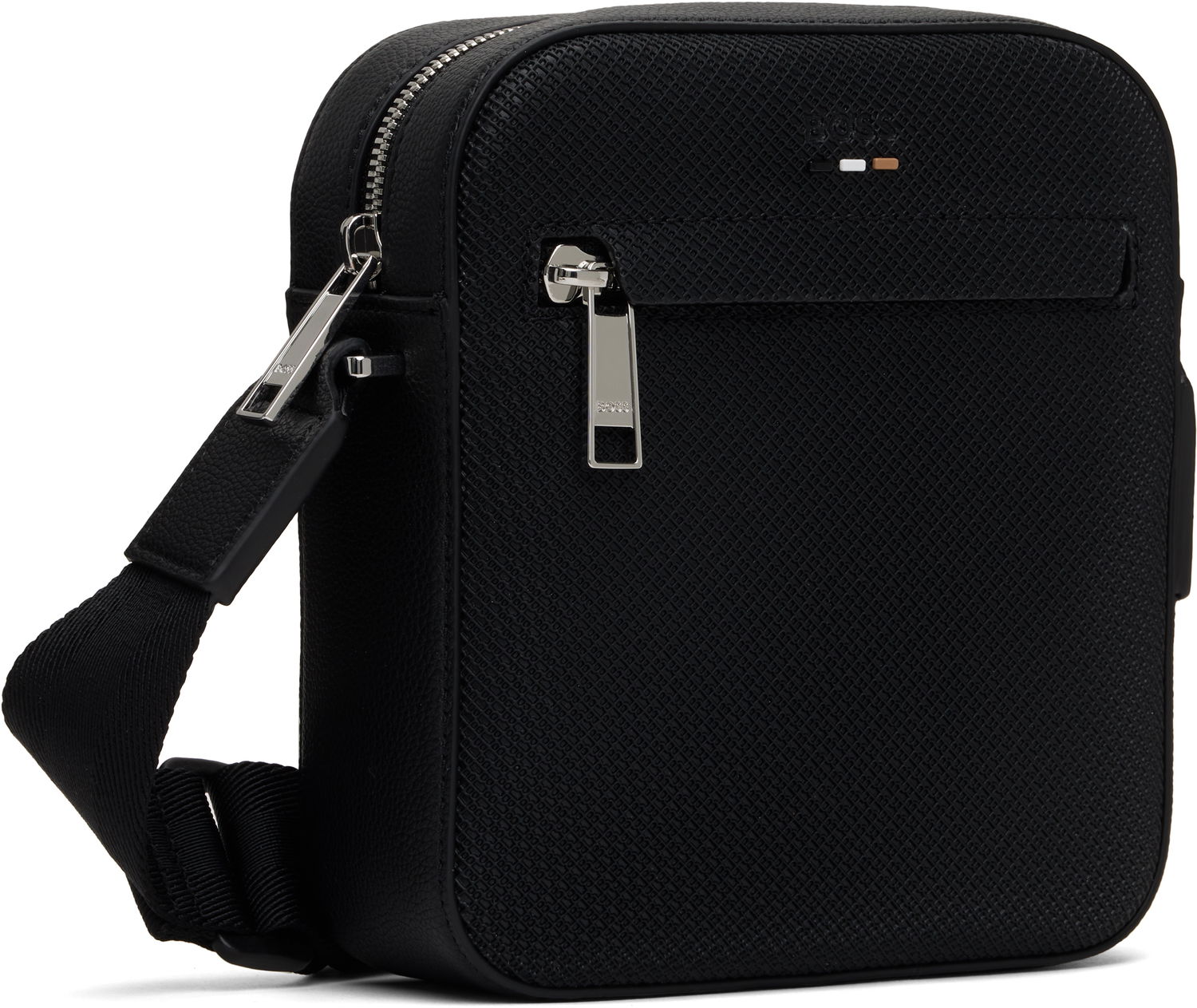 Taška cez rameno BOSS BOSS Embossed Faux-Leather Reporter Bag Čierna | 50541518, 1