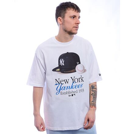 Tričko New Era New Era MLB NY Yankees Script Graphic Tee Biela | 60596279, 0