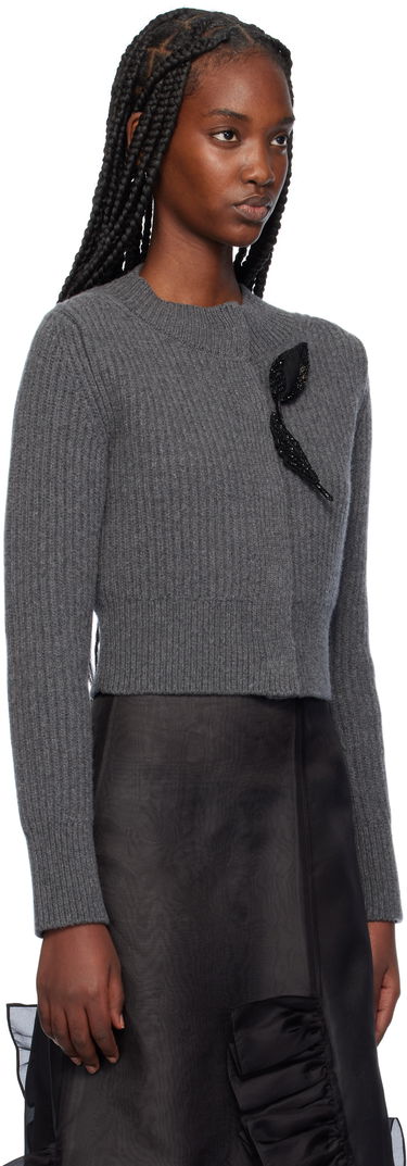 Sveter Erdem Cropped Embroidered Cardigan Šedá | AW24_W1KT2_GRCAK, 1