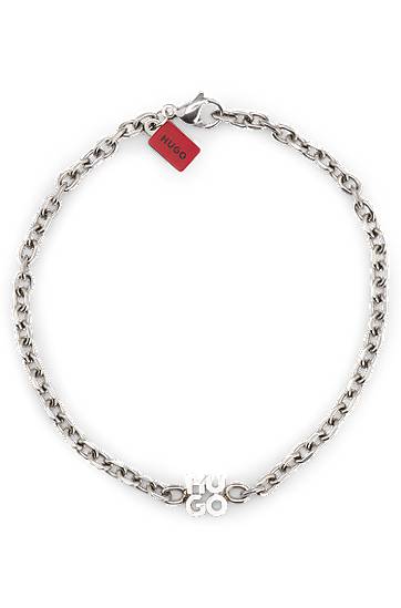 Náramok BOSS Stacked-Logo Chain Bracelet Metalická | 50544512, 1