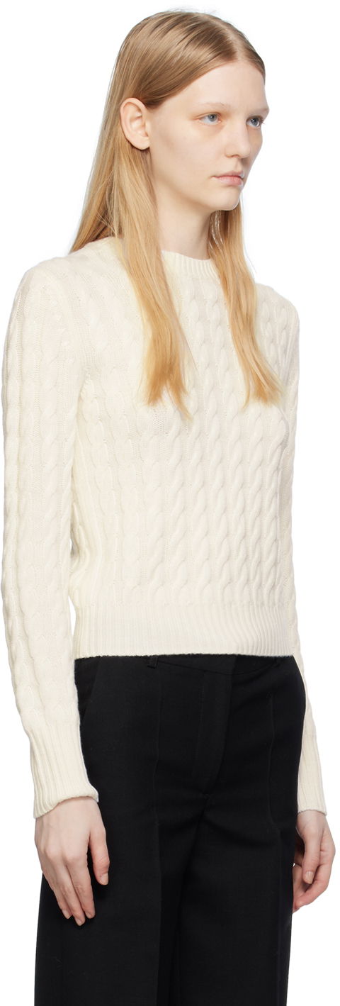 Sveter TOTEME TOTEME Petite Cable Knit Sweater Biela | 234-WRTWTP172-YA0008, 1