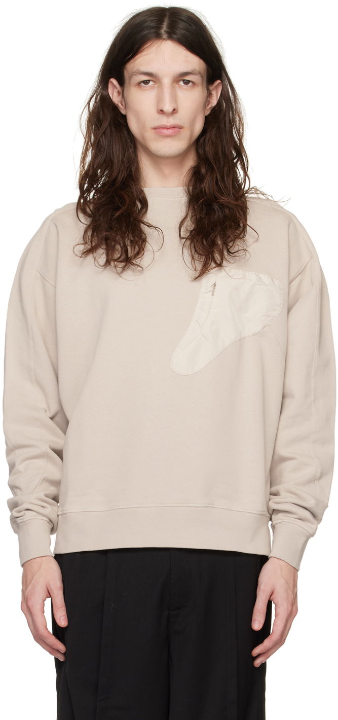 Mikina HELIOT EMIL Crewneck Sweatshirt With Chest Pocket Béžová | HE_M_08_016_C03_ST18, 0