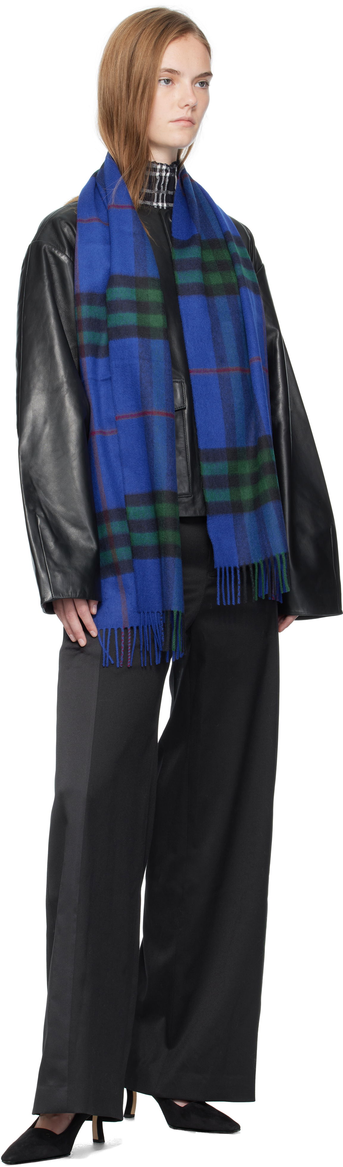 Šál Burberry Burberry Check Cashmere Scarf Modrá | 8112630, 1