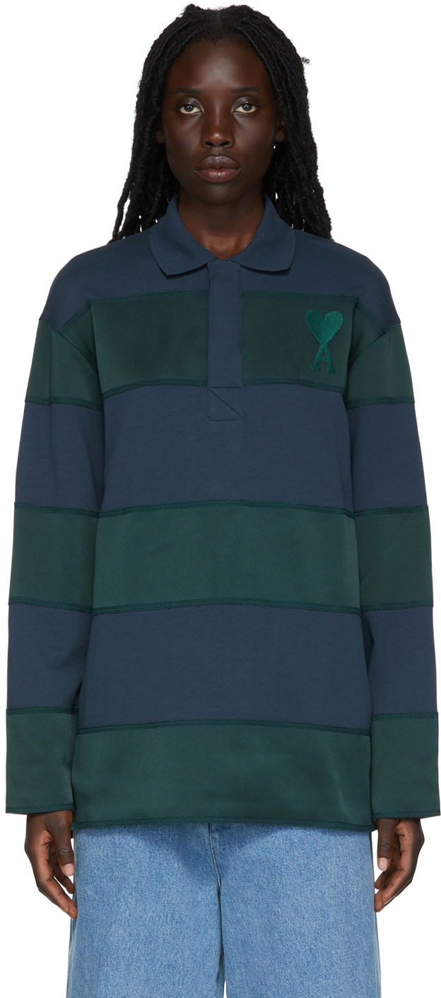 Polo tričko AMI SSENSE x Rugby Polo Tee Zelené | SPEHPL202.701, 0