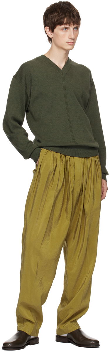 Sveter LEMAIRE V-Neck Knit Sweater Zelené | TO1097 LK087, 3