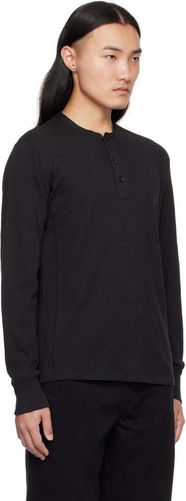 Tričko rag & bone Flame Long Sleeve Henley Čierna | M000T676G, 4
