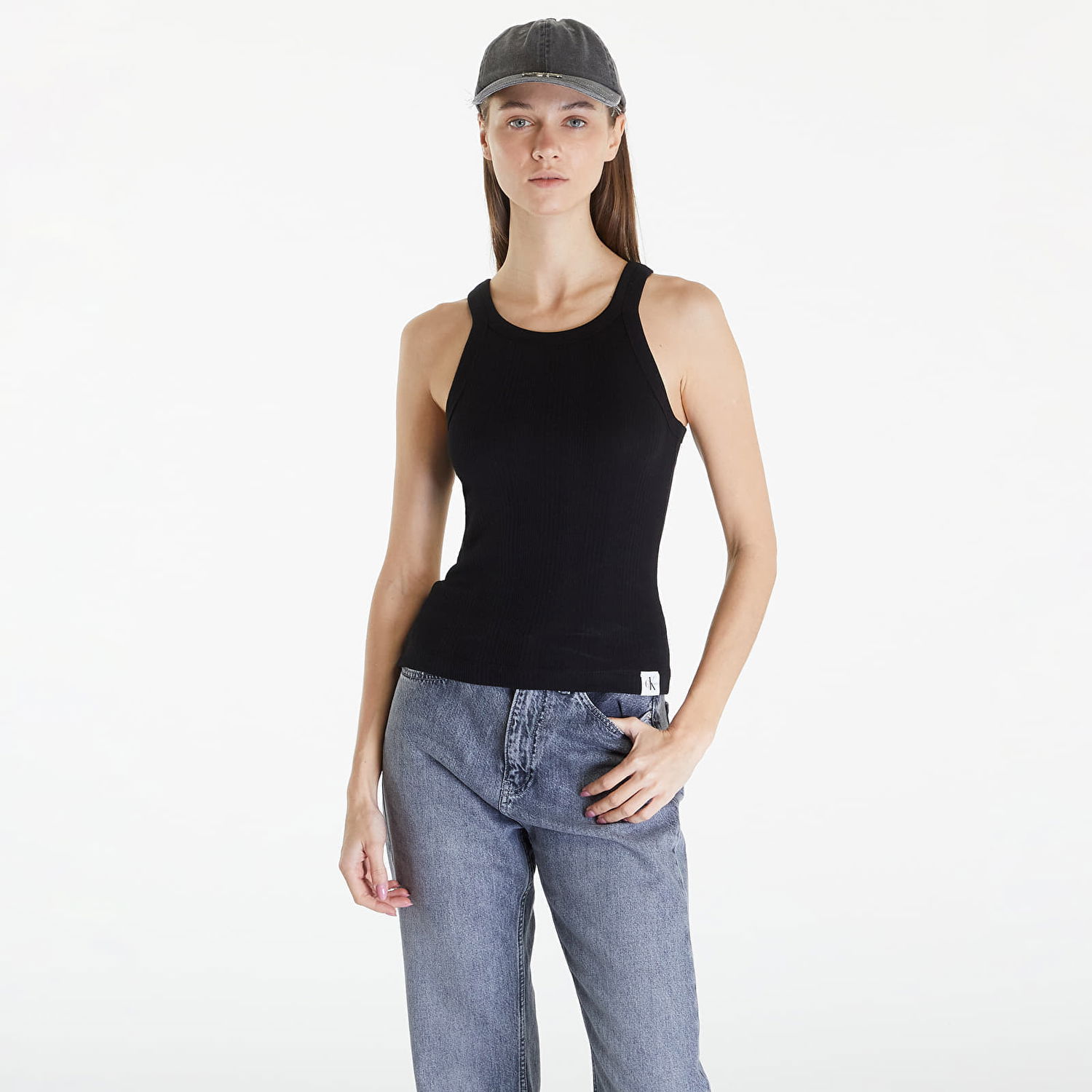 Tielko CALVIN KLEIN Jeans Variegated Rib Woven Tank Top Black Čierna | J20J223104 BEH, 0