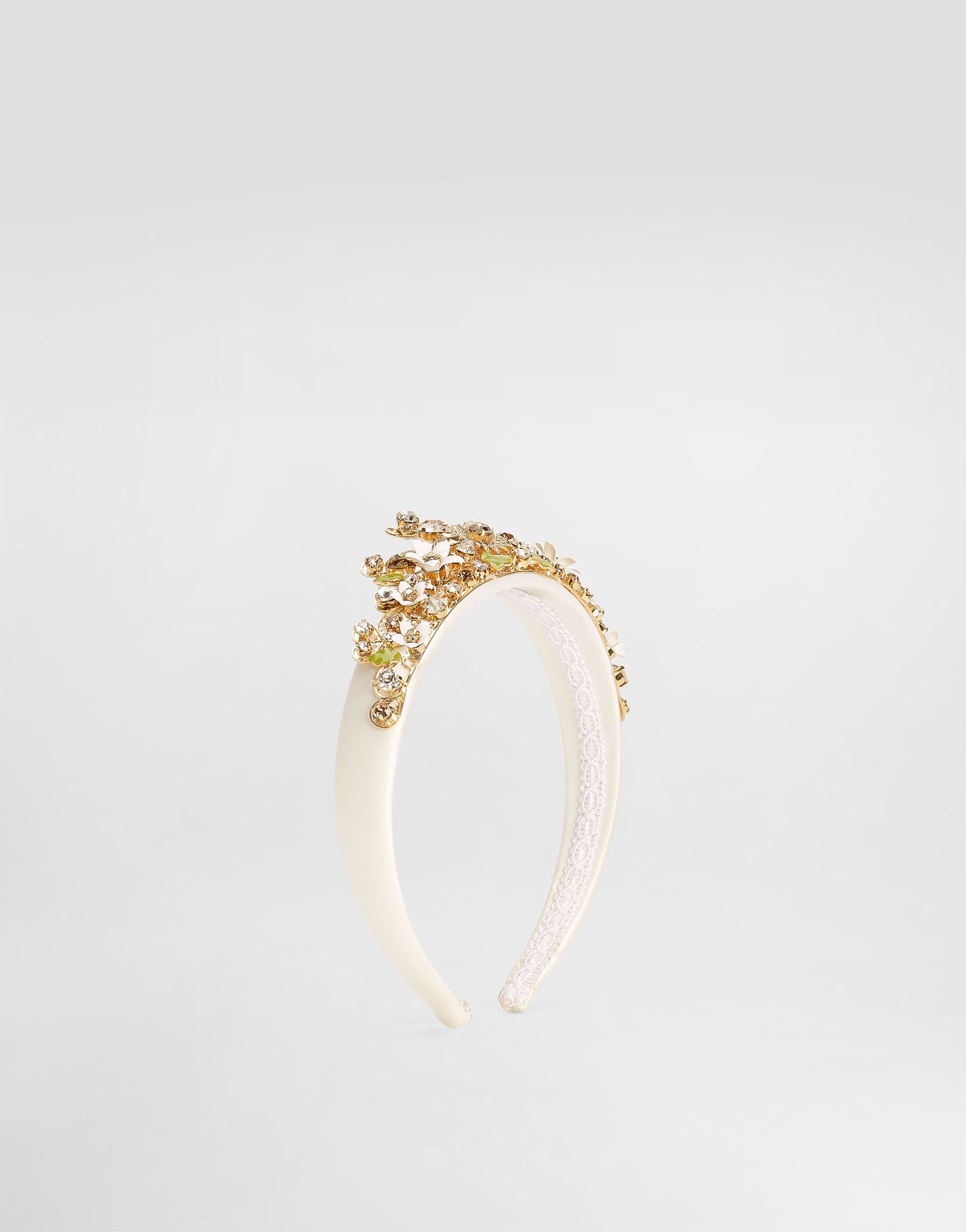 Šperky Dolce & Gabbana Headband with Rhinestones, Enamel Flowers and Leaves Biela | WHR6J1W1111W0001, 0