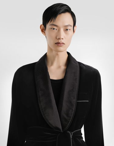 Pyžamo Dolce & Gabbana Dolce & Gabbana Smooth Velvet Robe with Polka-Dot Lapels and Braided Trim Čierna | G2VG0TFUVG7N0000, 3