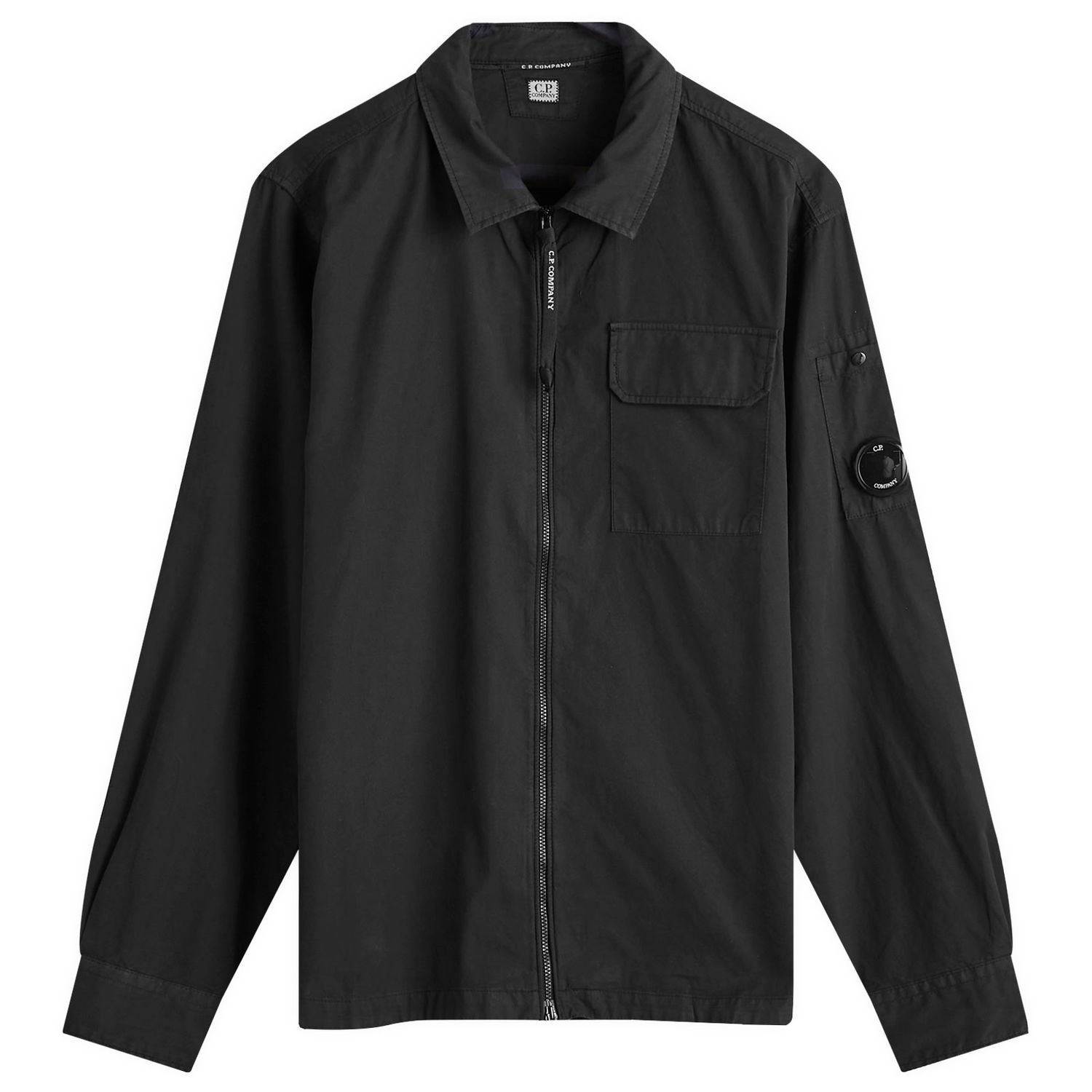Bunda C.P. Company Organic Gabardine Zip Overshirt Čierna | 17CMOS124A-110143G-999, 0