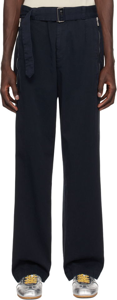 Nohavice Dries Van Noten Dries Van Noten Straight Belted Trousers Navy | 251-020949-1473, 0