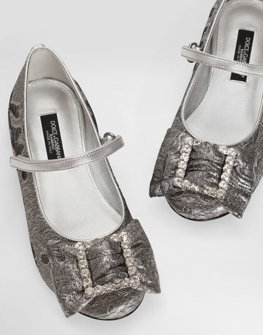 Tenisky a topánky Dolce & Gabbana Brocade Ballet Flats With Bow Metalická | D11377AV76080998, 3