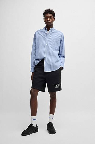 Šortky BOSS HUGO Loose Fit Cotton Terry Shorts with Logo Čierna | 50510728, 1