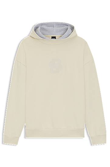Mikina BOSS Peached-cotton hoodie with Double B monogram Béžová | 50549105