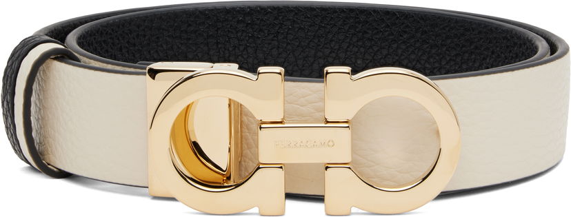 Opasok FERRAGAMO Medium Gancini Reversible Belt Biela | 764045