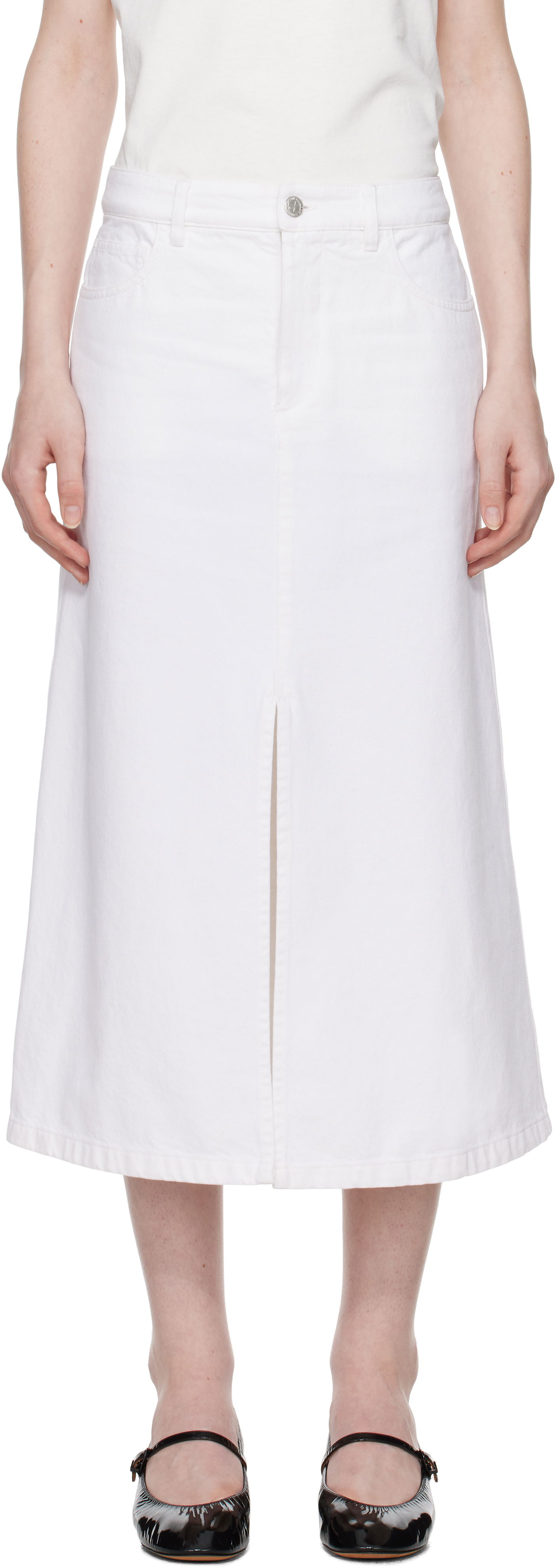 Sukňa A.P.C. Denim Midi Skirt with Front Slit Biela | COGZV-F06423, 0