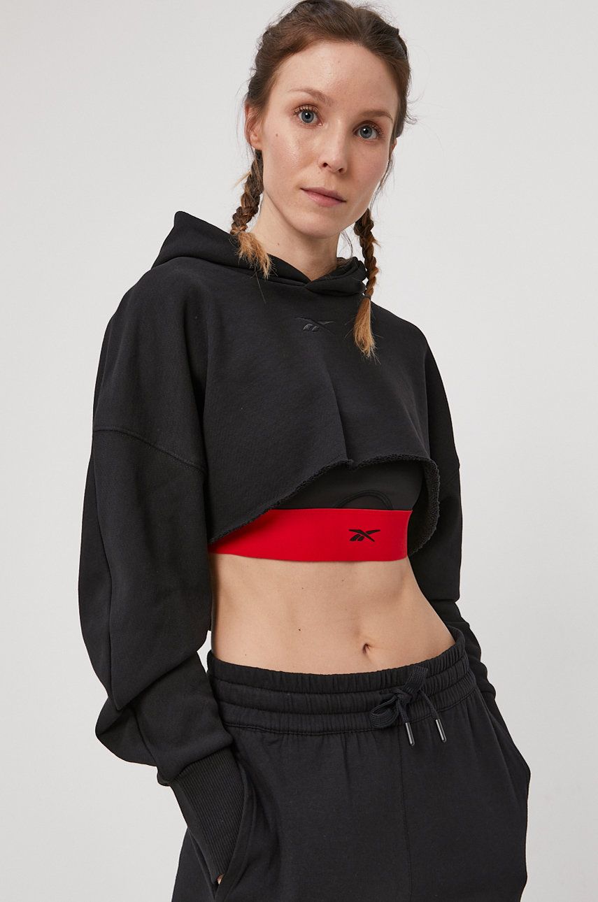 Mikina Reebok Cardi B x Crop Sweatshirt Čierna | H48417, 0