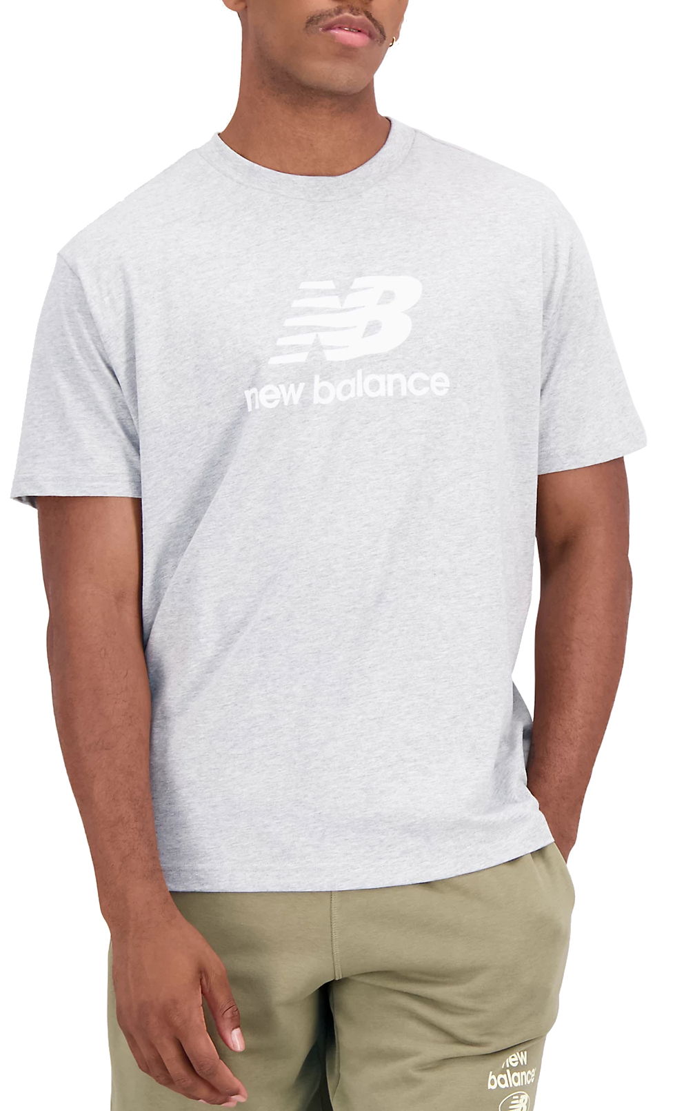 Tričko New Balance Essentials Stacked Logo T-shirt Šedá | mt31541-ag, 0