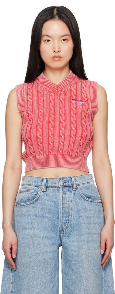 Sveter Alexander Wang Alexander Wang.t Organic Cotton Cable Knit Vest Červená | 4KC2251045, 0