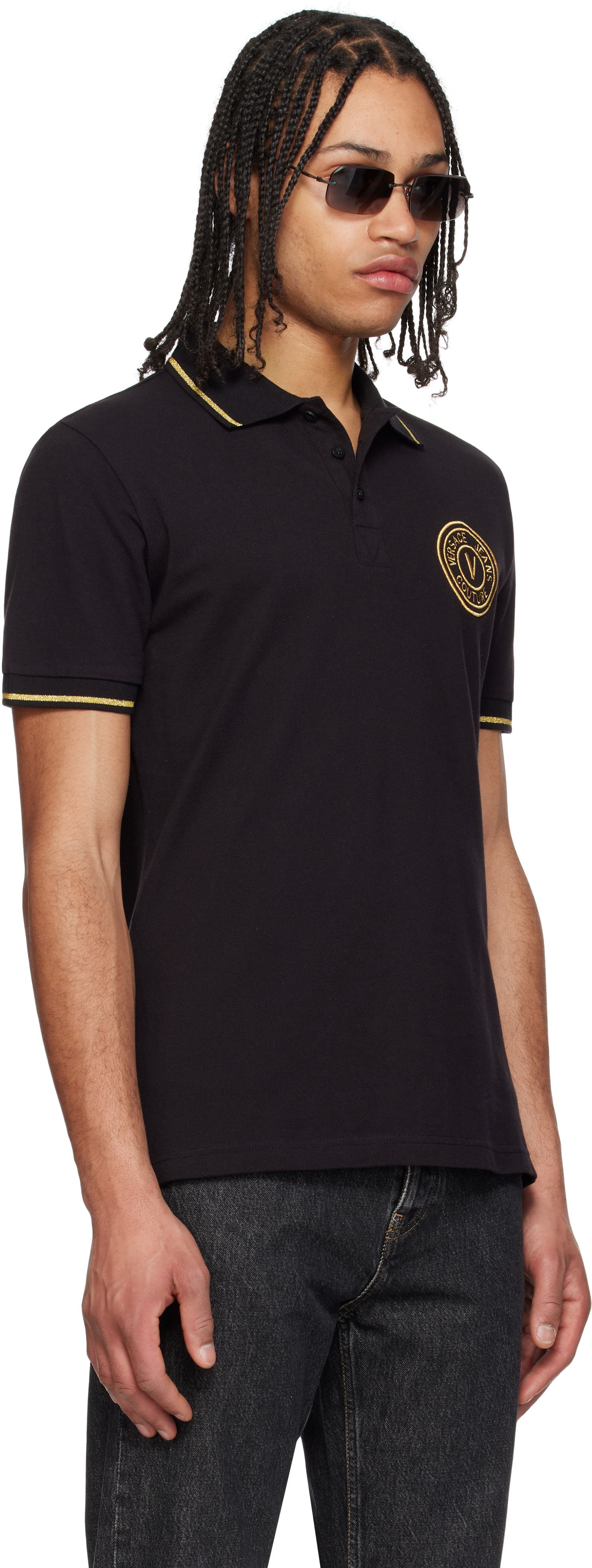 Polo tričko Versace Versace Jeans Couture Logo Patch Polo Čierna | E78GAGT00_ECJ01T, 1